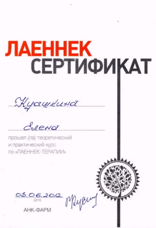 Сертификат Кудашкиной