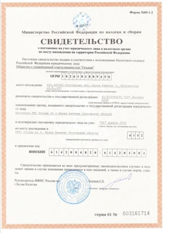 Лицензия Ольвия