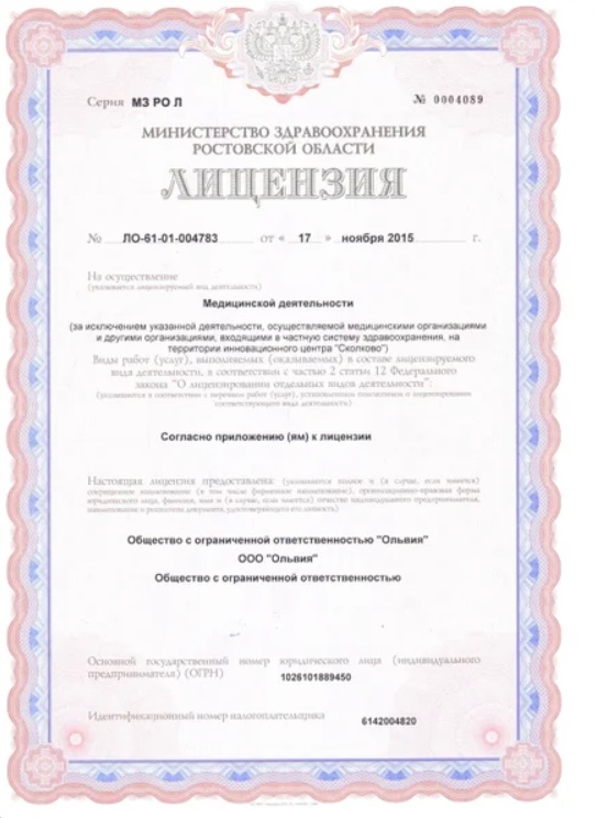 Лицензия Ольвия
