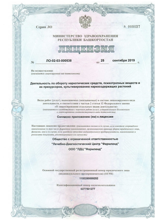 Лицензия Giovane