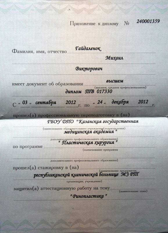 Документы Гайдаленок Михаила