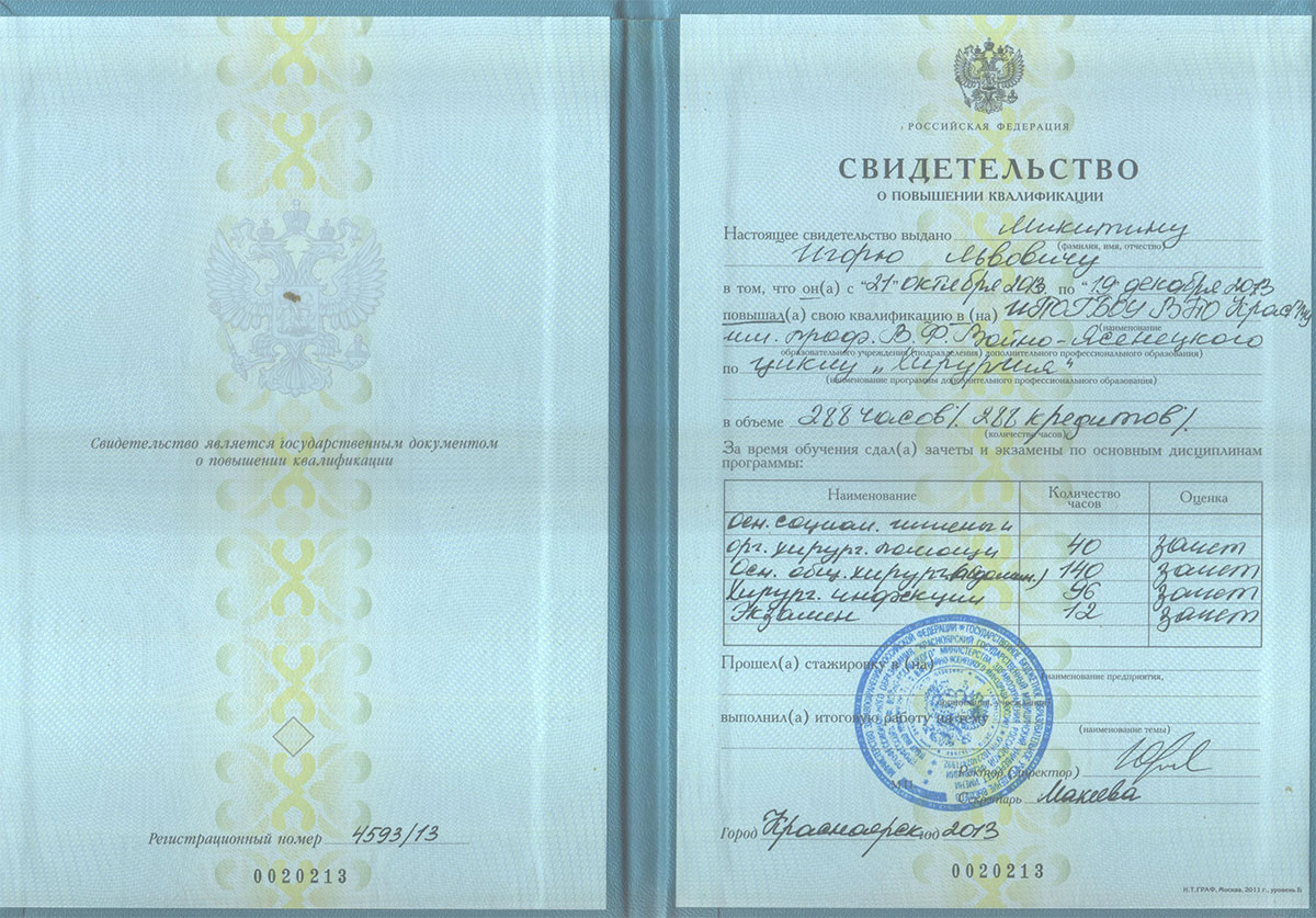 Диплом доктора Микитина