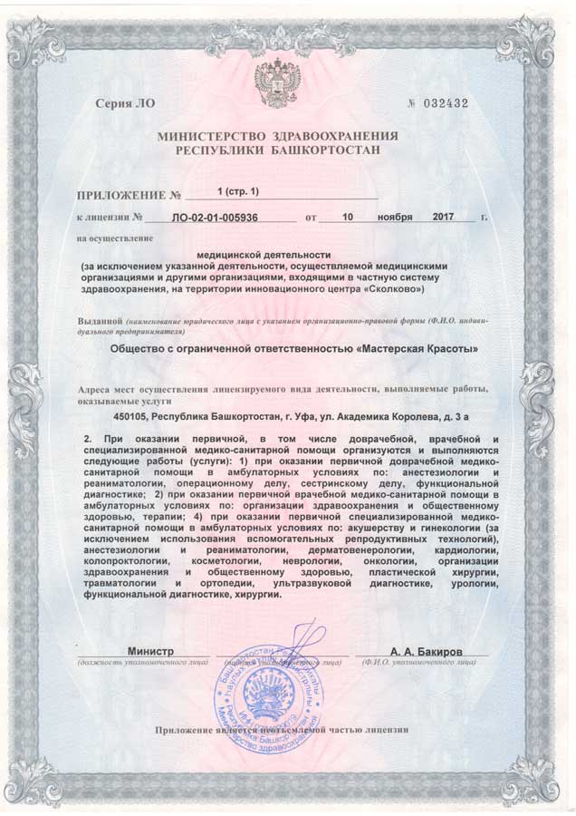 Лицензия Мастерской красоты