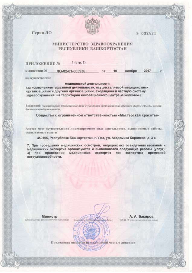 Лицензия Мастерской красоты