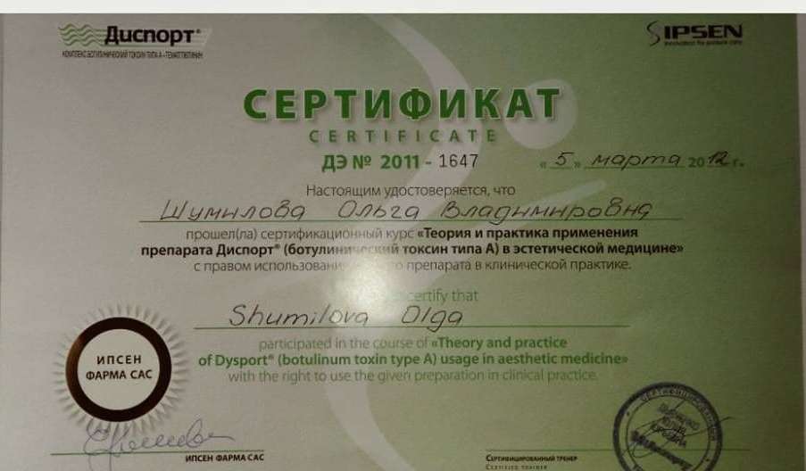 Сертификат Шумиловой